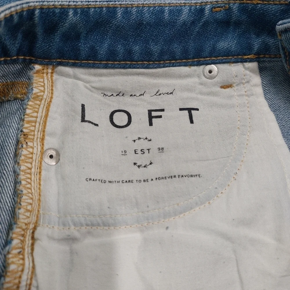 Loft Distressed Mini Denim Skirt- size 4